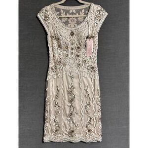 Sue Wong Dress 2 Champagne Beaded Sequin Formal Cocktail Wedding Bridal‎ Gatsby